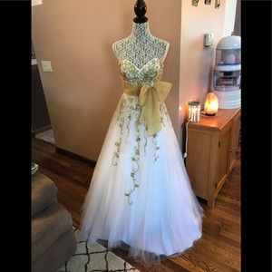 White and gold Ball Gown